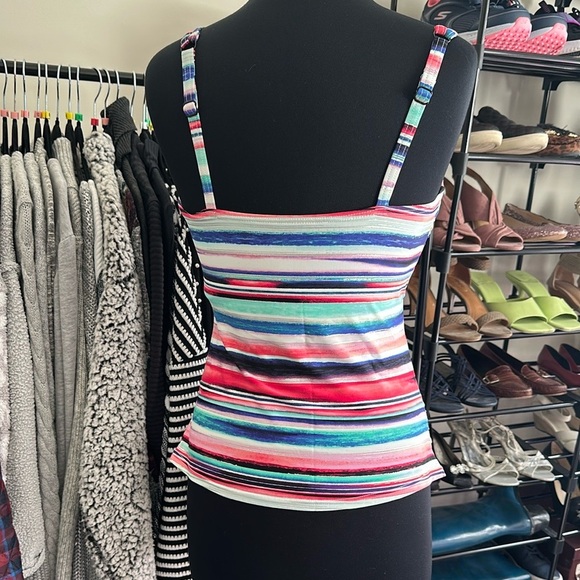 Croft & Barrow Multi color horizontal stripe tankini top size 12 - Picture 6 of 9